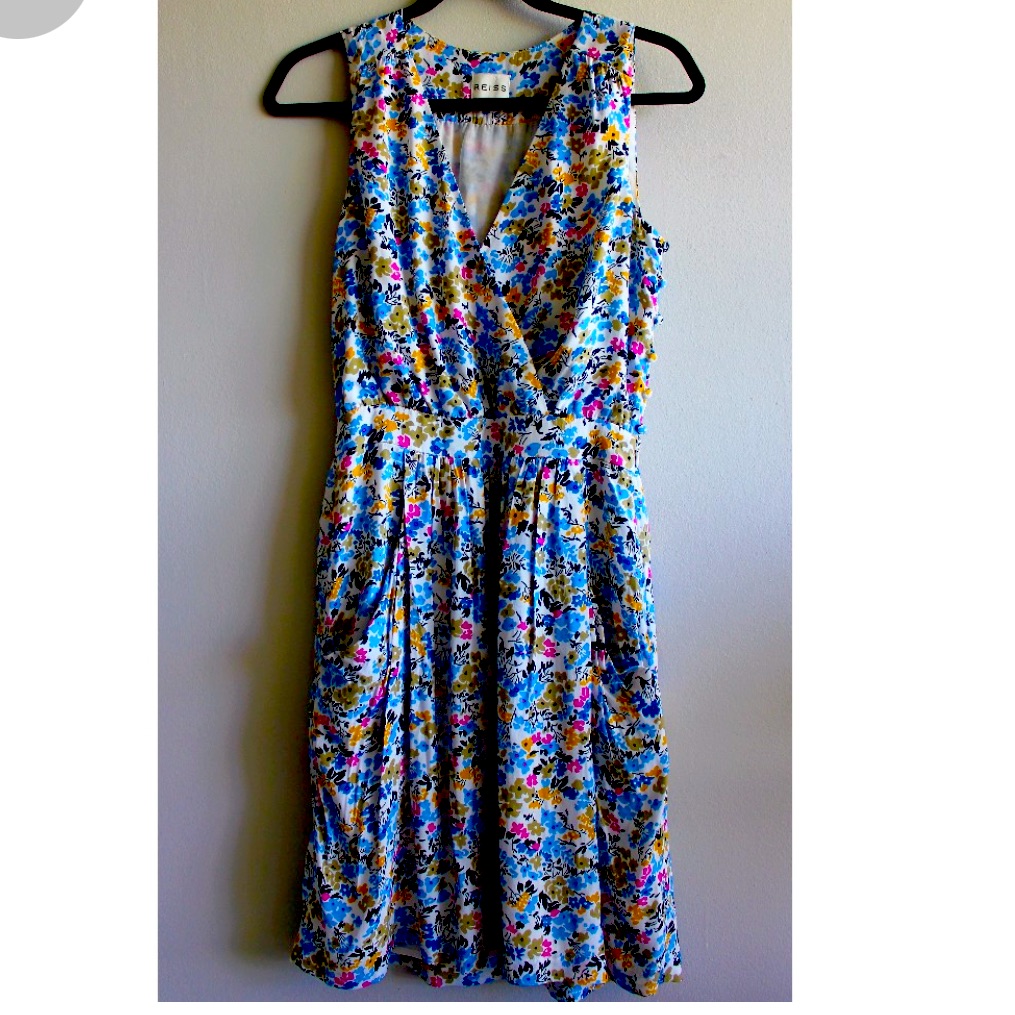 Reiss Frannie Paisley Print Dress Pockets V 2 Euc